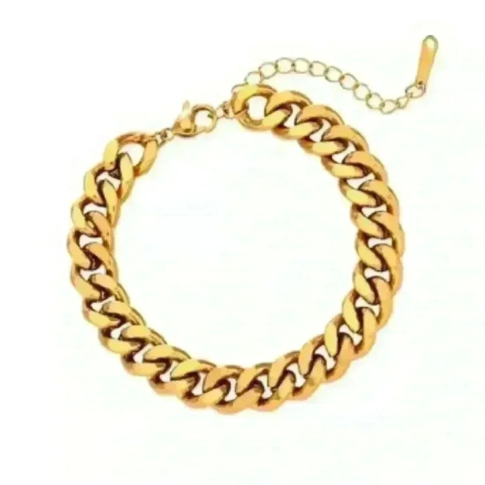 Gold Cuban‎ Link Bracelet Waterproof Hypoallergenic Luxury Style Jewelry